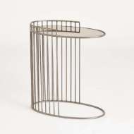 Picture of OVAL SIDE TABLE W/BRONZE MIRROR-NATURAL IRON