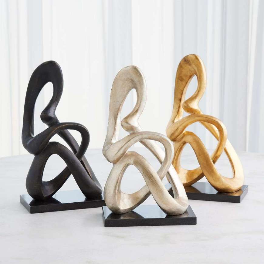 Picture of SITTING LOOP SCULPTURE-SILVER AND GOLD LEAF