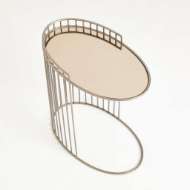 Picture of OVAL SIDE TABLE W/BRONZE MIRROR-NATURAL IRON