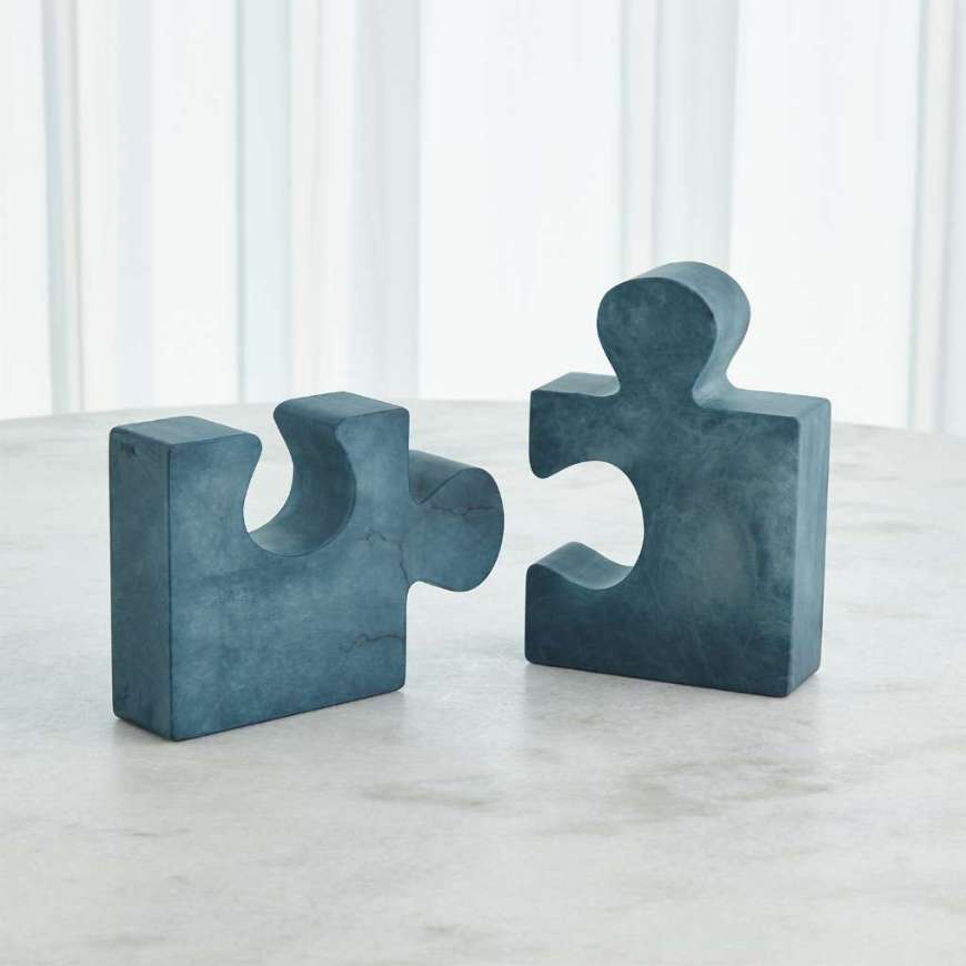 Picture of S/2 JIGSAW BOOKENDS-BLUE