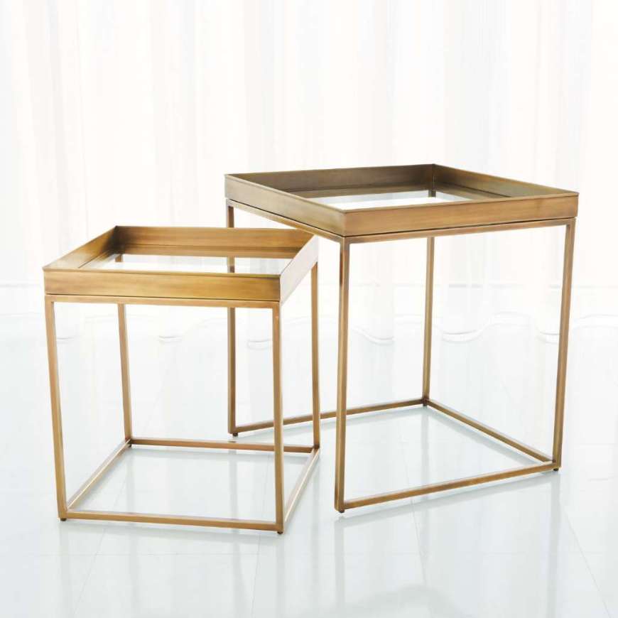 Picture of S/2 PERFECT NESTING TABLES-ANTIQUE BRASS