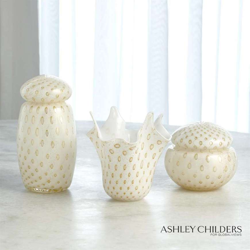 Picture of GLASS COLLECTION-WHITE/GOLD BUBBLES