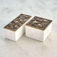 Picture of CRATER TOP BOX-BRONZE-WHITE MARBLE-RECTANGULAR