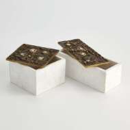 Picture of CRATER TOP BOX-BRONZE-WHITE MARBLE-RECTANGULAR