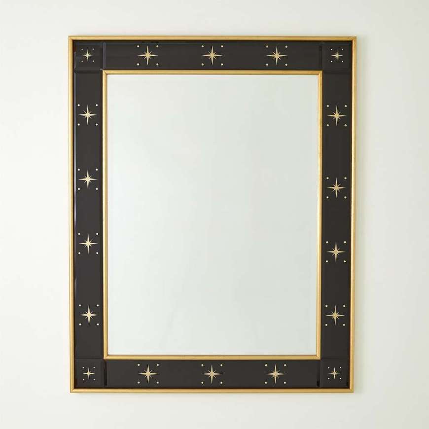 Picture of RECTANGULAR MIRROR W/GOLD STARS-BLACK