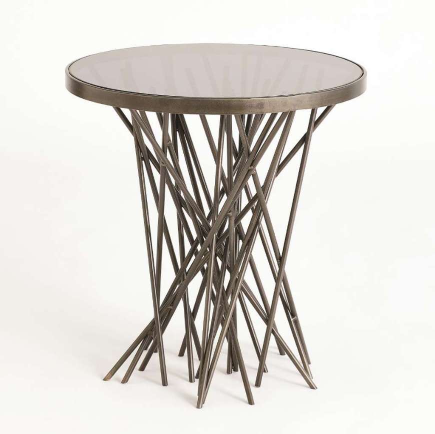 Picture of STIX SIDE TABLE W/SMOKE GLASS-LIGHT GUNMETAL