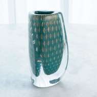 Picture of TRIANGULAR BUBBLED VASE-GREEN/AZURE