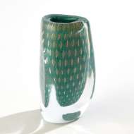 Picture of TRIANGULAR BUBBLED VASE-GREEN/AZURE