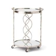 Picture of ROUND SERVING CART AND TROLLEY WITH TRAY-POLISHED NICKEL