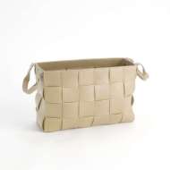 Picture of SOFT WOVEN LEATHER BASKET-IVORY