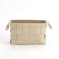 Picture of SOFT WOVEN LEATHER BASKET-IVORY