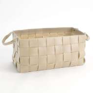 Picture of SOFT WOVEN LEATHER BASKET-IVORY