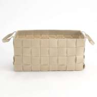 Picture of SOFT WOVEN LEATHER BASKET-IVORY