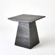 Picture of AERO SIDE TABLE-BLACK LEATHERED MARBLE