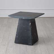 Picture of AERO SIDE TABLE-BLACK LEATHERED MARBLE