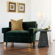 Picture of AERO SIDE TABLE-BLACK LEATHERED MARBLE