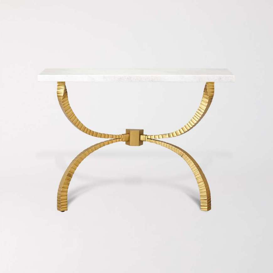 Picture of TETON CONSOLE-GOLD W/WHITE MARBLE TOP