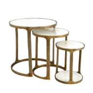 Picture of S/3 MARBLE TOP NESTING TABLES-BRASS