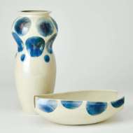 Picture of SPOTS VASE & BOWL-WHITE W/BLUE SPOTS