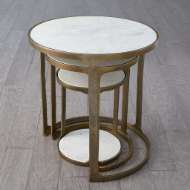 Picture of S/3 MARBLE TOP NESTING TABLES-BRASS