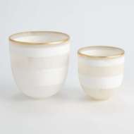 Picture of STRIPED ALABASTER BOWL-WHITE/GOLD