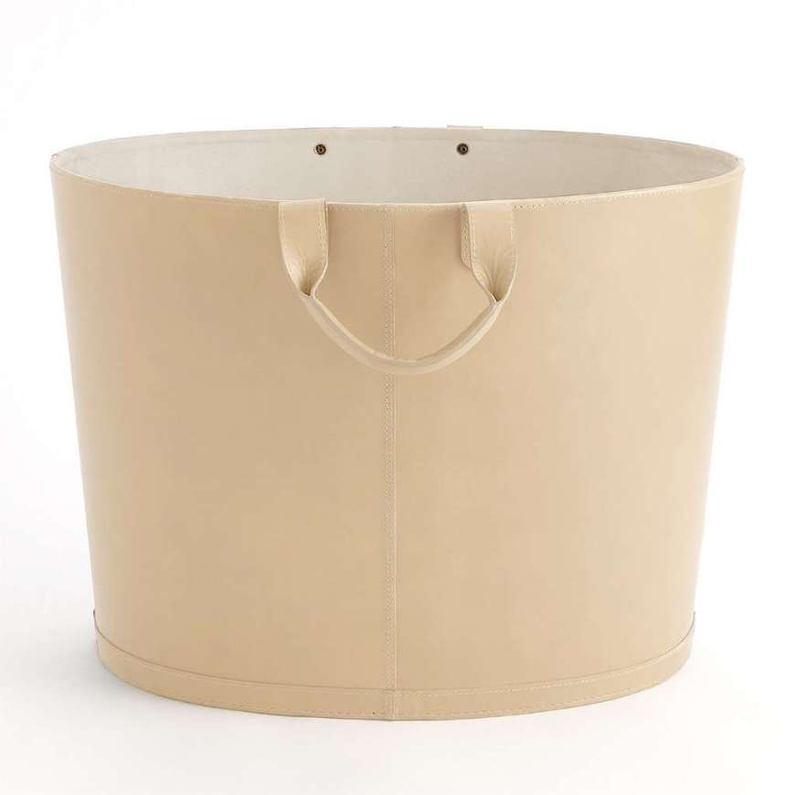 Picture of OVERSIZED OVAL LEATHER BASKET-IVORY