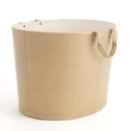 Picture of OVERSIZED OVAL LEATHER BASKET-IVORY