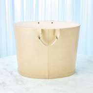 Picture of OVERSIZED OVAL LEATHER BASKET-IVORY