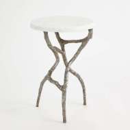 Picture of ROOT TABLE-POLISHED IRON W/WHITE MARBLE