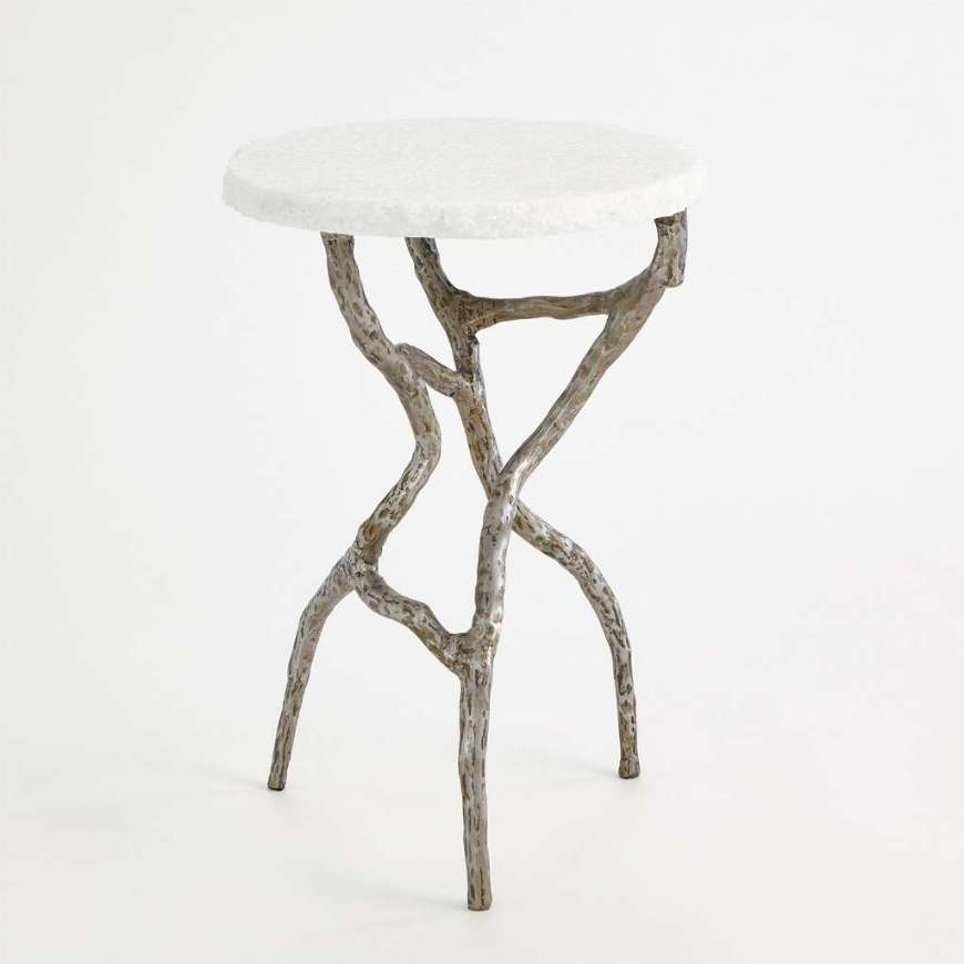 Picture of ROOT TABLE-POLISHED IRON W/WHITE MARBLE