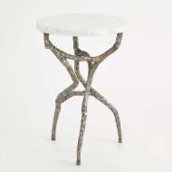 Picture of ROOT TABLE-POLISHED IRON W/WHITE MARBLE