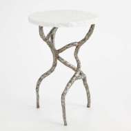 Picture of ROOT TABLE-POLISHED IRON W/WHITE MARBLE