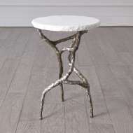 Picture of ROOT TABLE-POLISHED IRON W/WHITE MARBLE