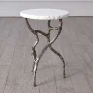 Picture of ROOT TABLE-POLISHED IRON W/WHITE MARBLE