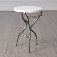 Picture of ROOT TABLE-POLISHED IRON W/WHITE MARBLE