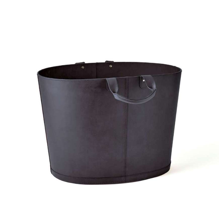 Picture of OVERSIZED OVAL LEATHER BASKET-BLACK