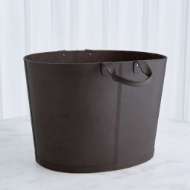 Picture of OVERSIZED OVAL LEATHER BASKET-BLACK