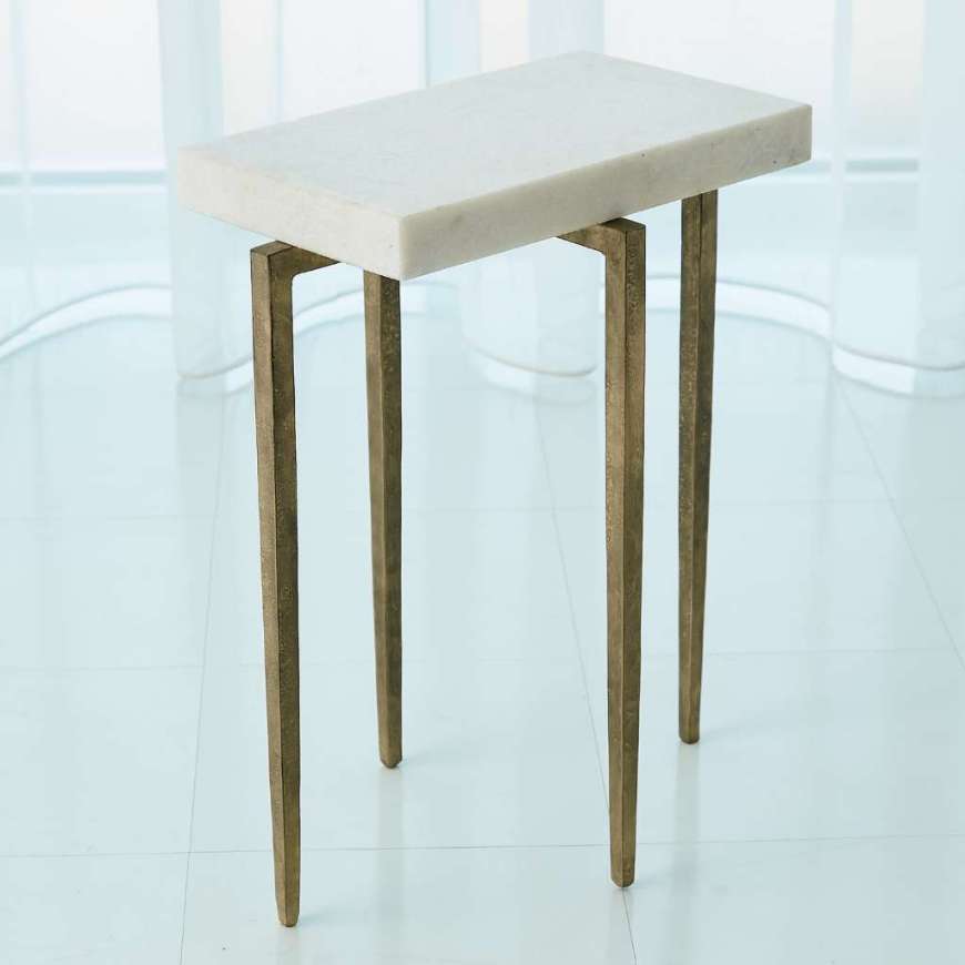 Picture of LAFORGE ACCENT TABLE-ANTIQUE GOLD W/WHITE HONED MARBLE