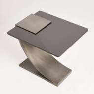 Picture of SIDE TABLE W/SMOKE GLASS-LIGHT GUNMETAL