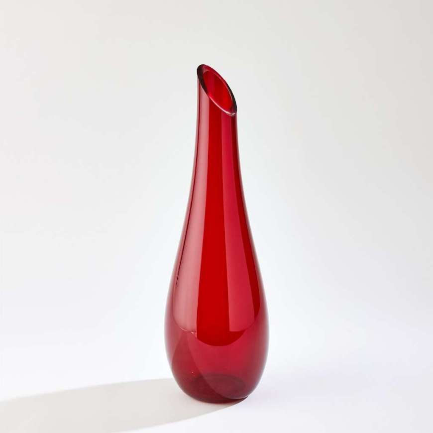 Picture of TALL SLANT VASE-DEEP RED