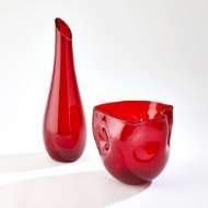 Picture of TALL SLANT VASE-DEEP RED