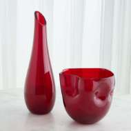 Picture of TALL SLANT VASE-DEEP RED