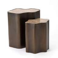 Picture of ORGANIC NESTING TABLE-BRONZE/BEIGE MARBLE