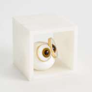 Picture of ALABASTER BIG EYED OWL IN CUBE