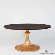 Picture of FLUTE TABLE 60" WALNUT TOP W/34" GOLD LEAF BASE