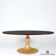 Picture of FLUTE TABLE 78" WALNUT TOP W/34" GOLD LEAF BASE