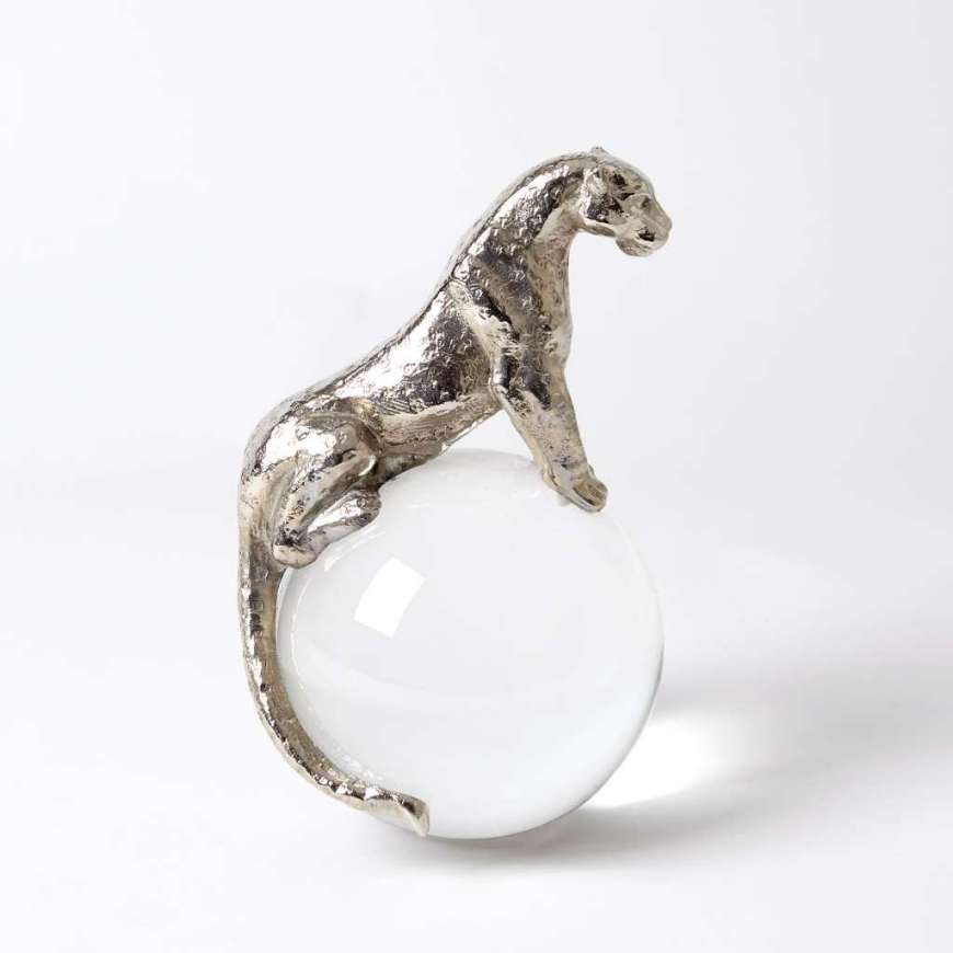 Picture of JAGUAR ON CRYSTAL SPHERE-NICKEL