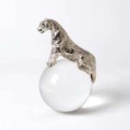 Picture of JAGUAR ON CRYSTAL SPHERE-NICKEL