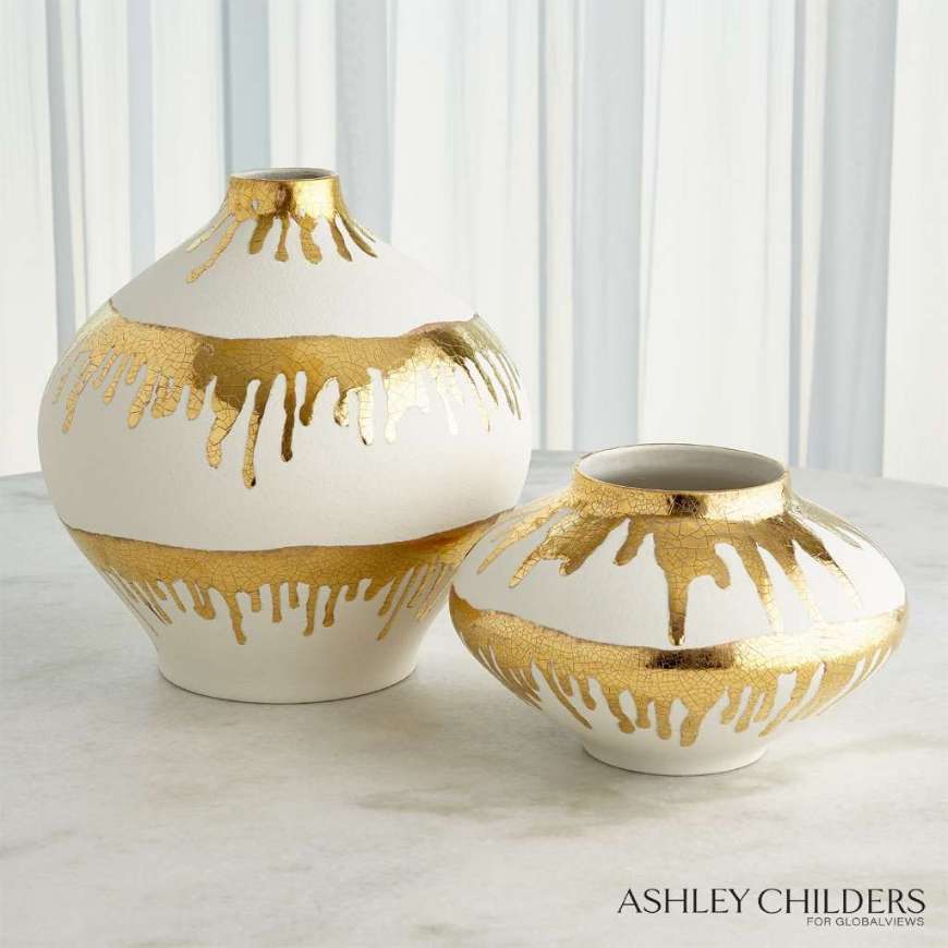 Picture of NUOVE VASE COLLECTION-GOLD DRIPS