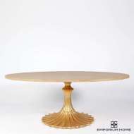 Picture of FLUTE TABLE 78" CERUSED OAK TOP W/34" GOLD LEAF BASE